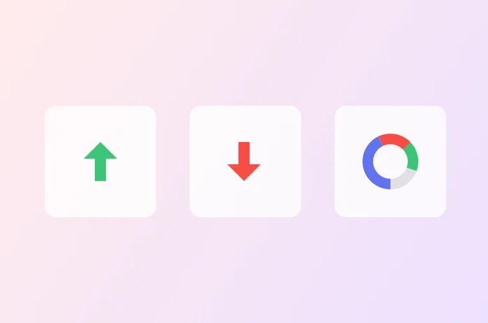 Icons for rising and falling rankings and an audit score