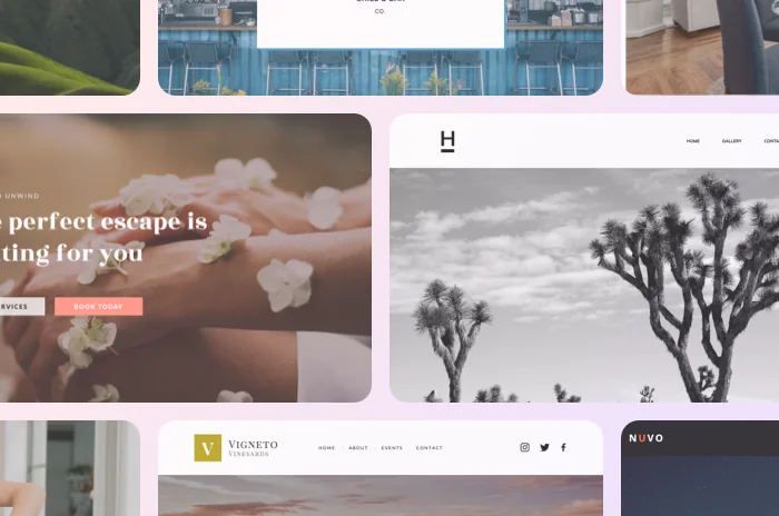 A collage of website designs built with Pagecloud